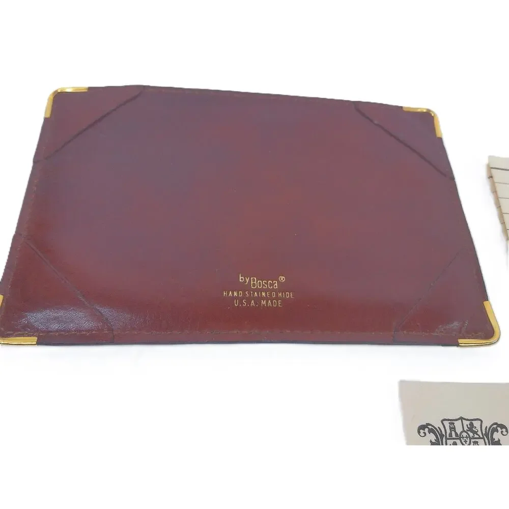 Bosca Handstained Old Leather Pocket Memo Pad Holder & Note Case